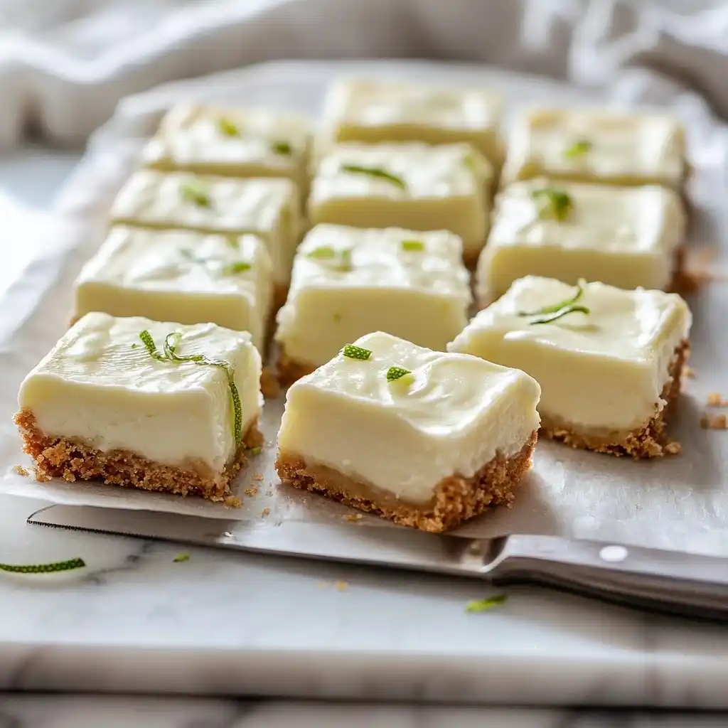 Slicing Key Lime Pie Bars cleanly with hot knife technique