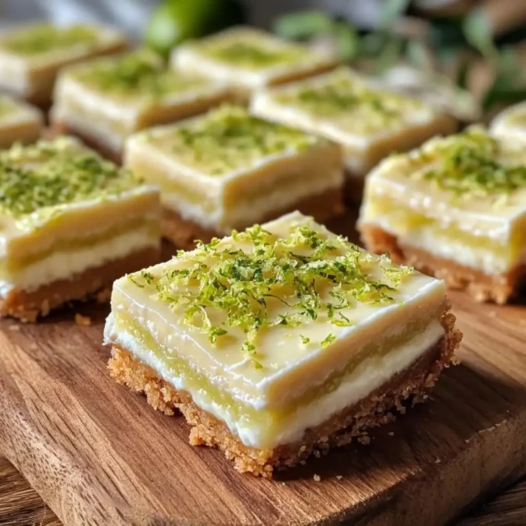 Close-up of freshly sliced Key Lime Pie Bars with lime zest