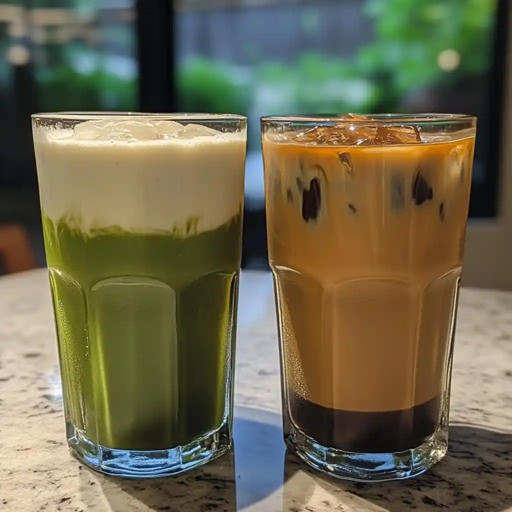 iced matcha latte vs iced coffee comparison