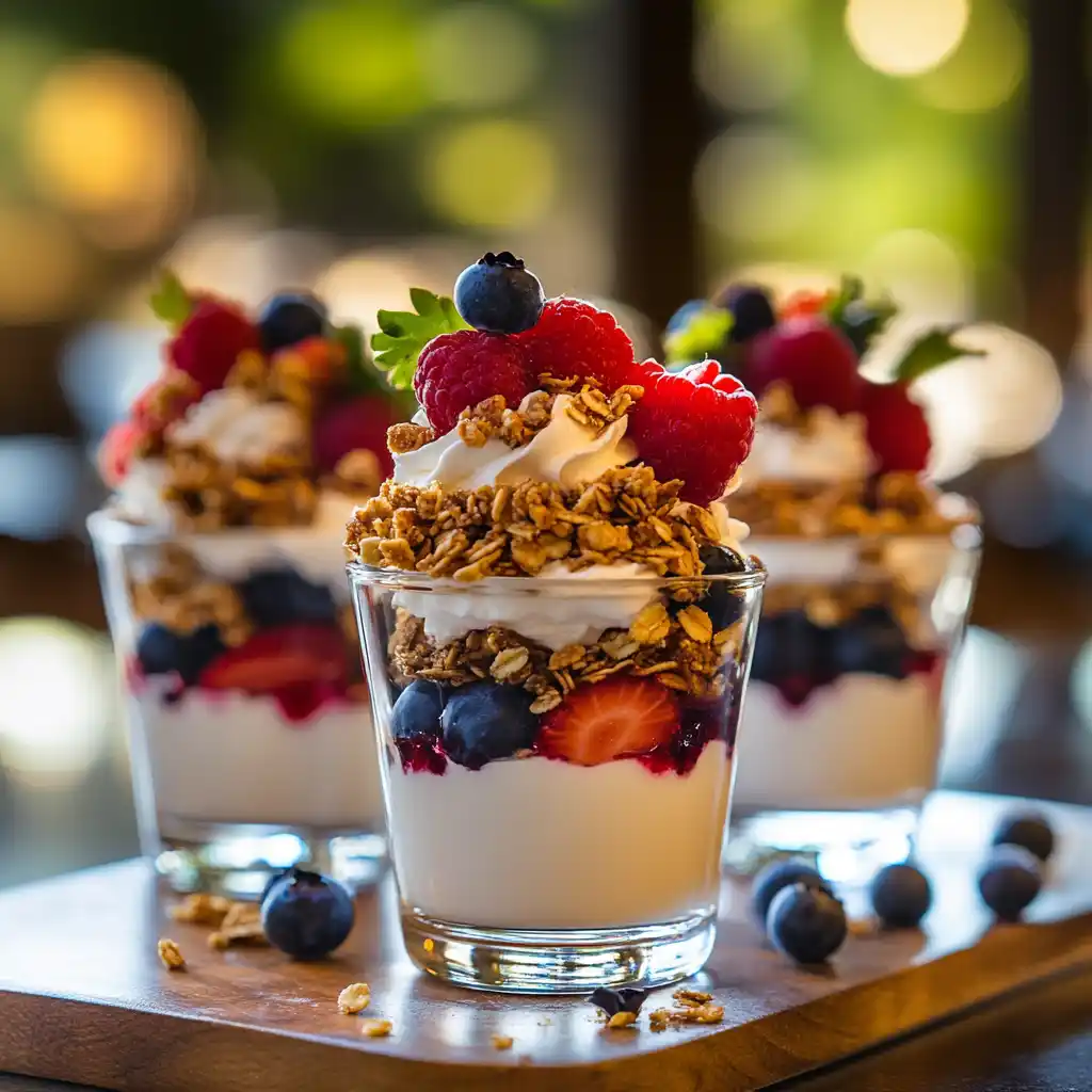 4th of July parfaits made from fruit platter leftovers