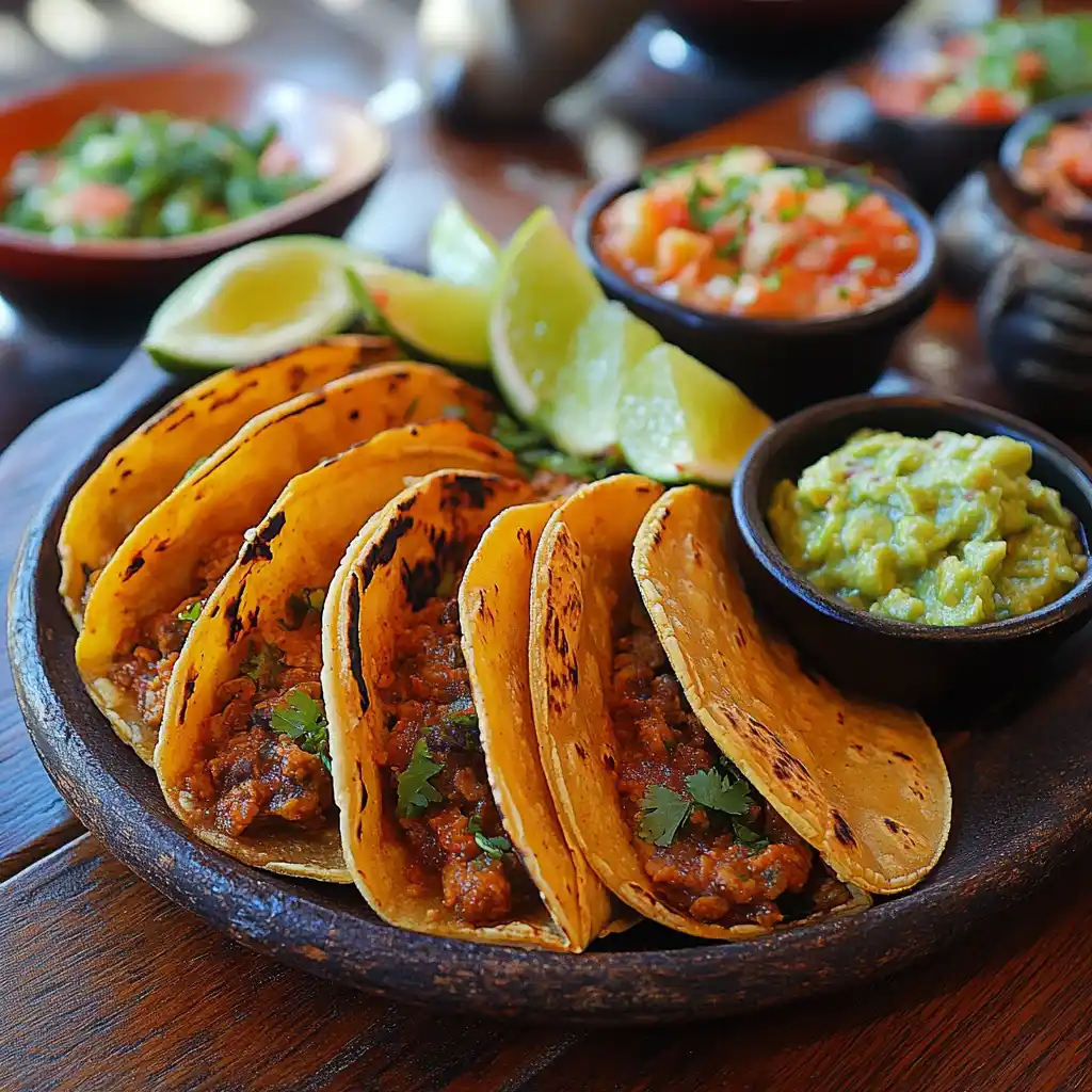 Serving Crock Pot Birria Tacos with Mexican sides