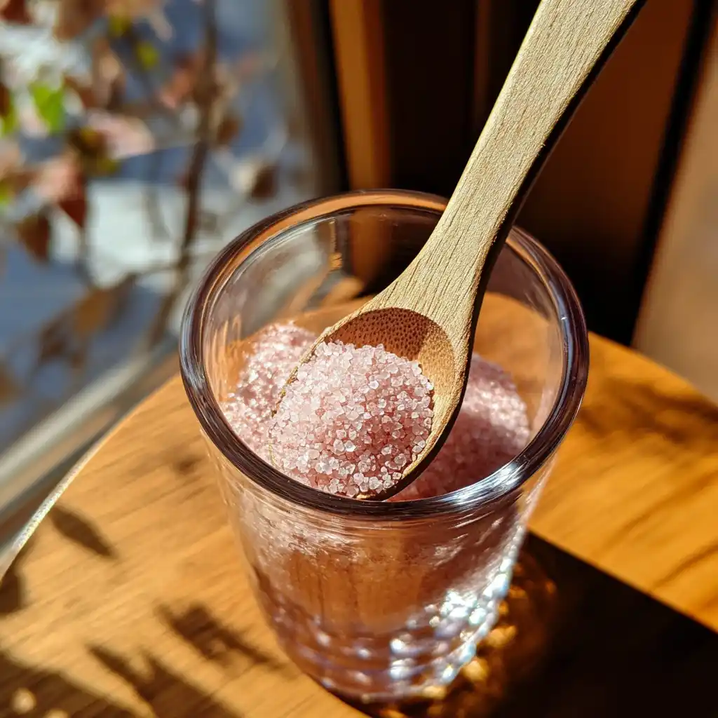 Measuring pink Himalayan salt for trick recipe