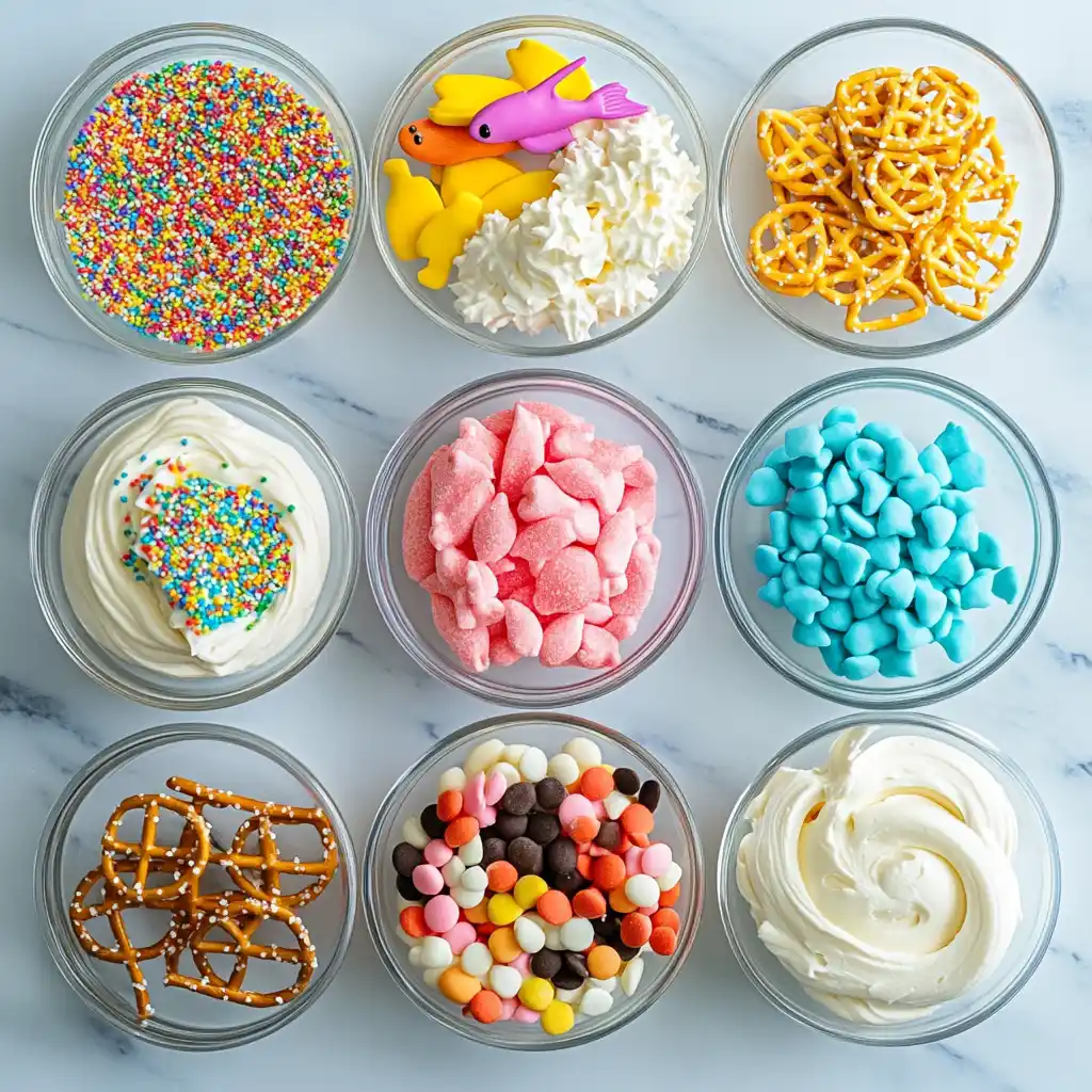Ingredients for Gone Fishing Cupcakes laid out on counter