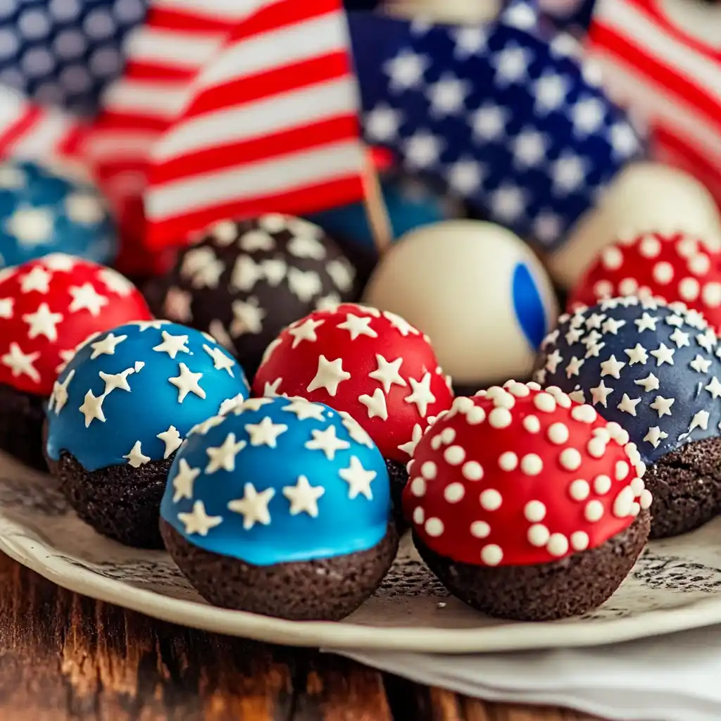 Hands dipping Oreo balls into red candy melts
