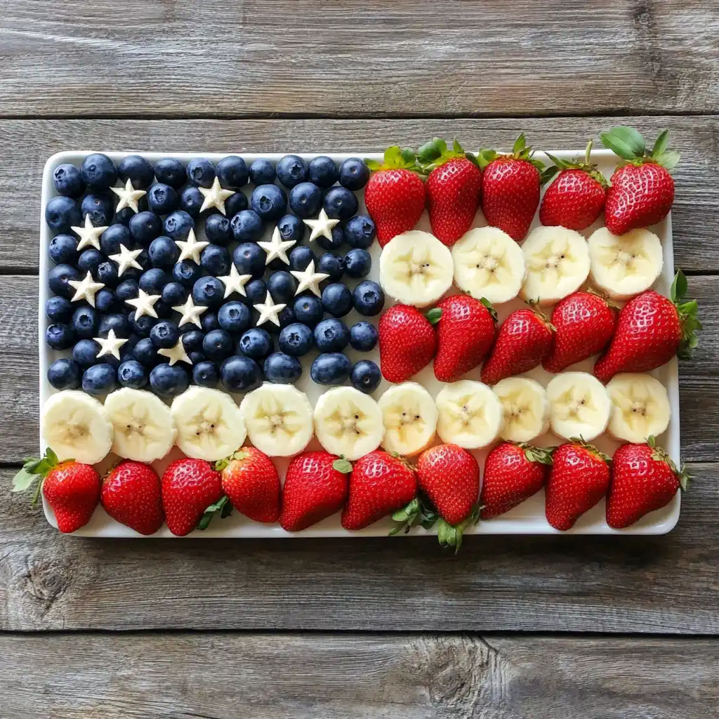 Flag-shaped 4th of July fruit platter design